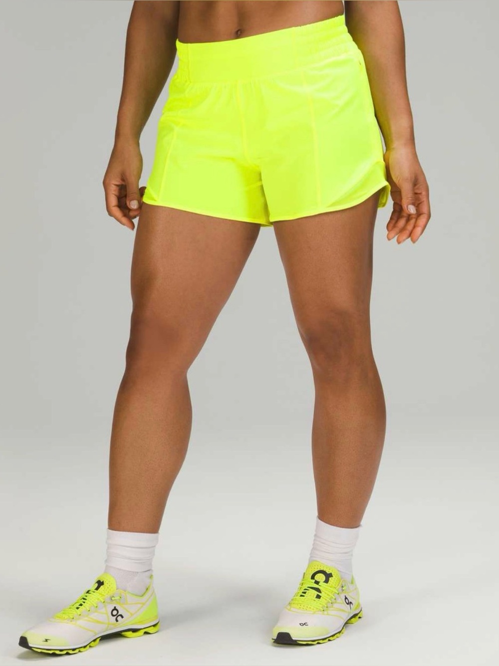lululemon athletica Hottie Hot high rise 4” highlighter yellow  W7AW7T shorts 8